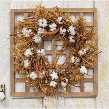 Cotton Wreath w/Fall Grass, 22